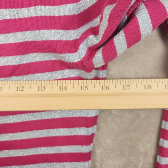 Brooks Brothers Pink and Silver Metallic Striped Womens Sweater Top Size XS - Picture 7 of 9